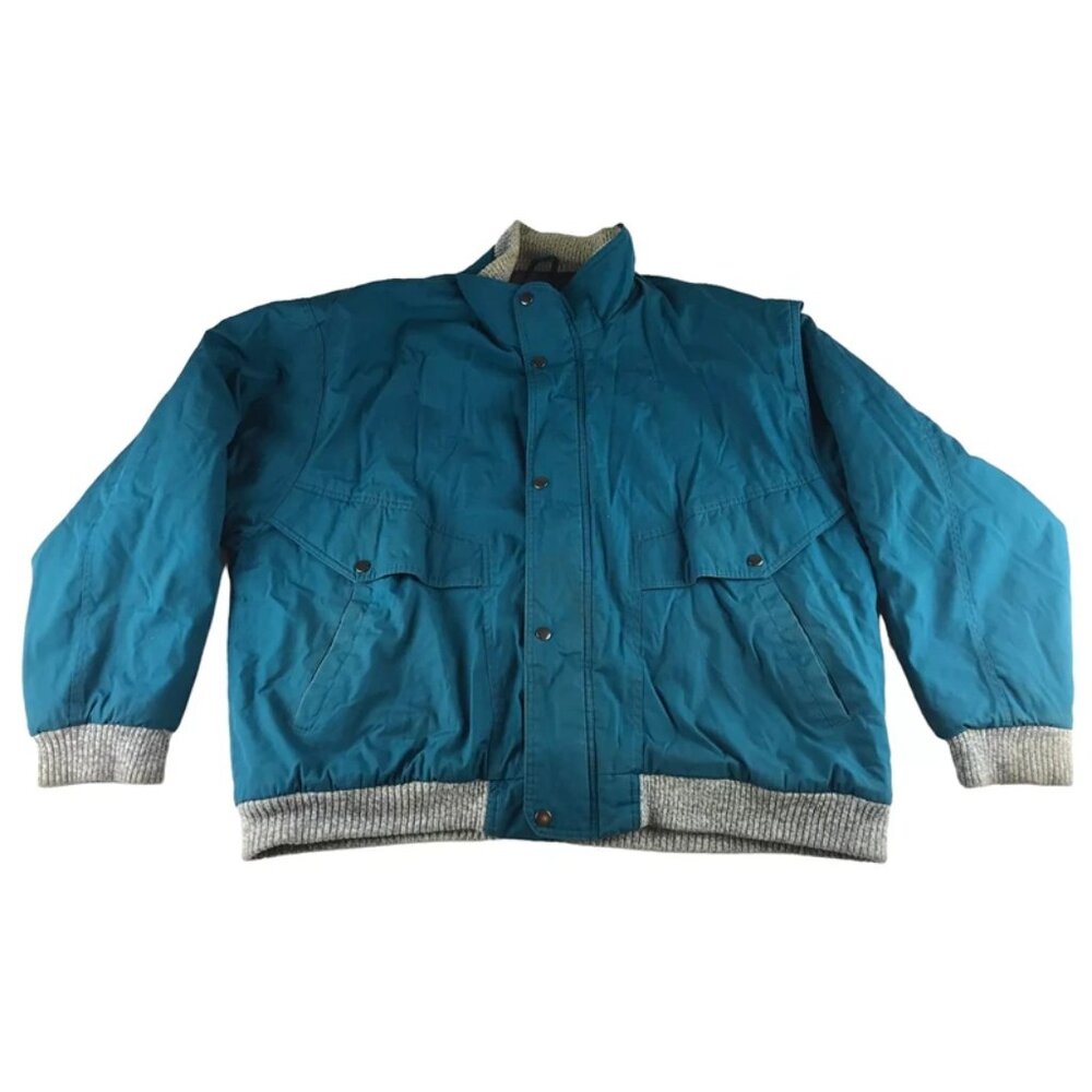 The Men's Store‎ Mens Teal Long Sleeve Pokcets Full Zip Bomber Jacket Size XL